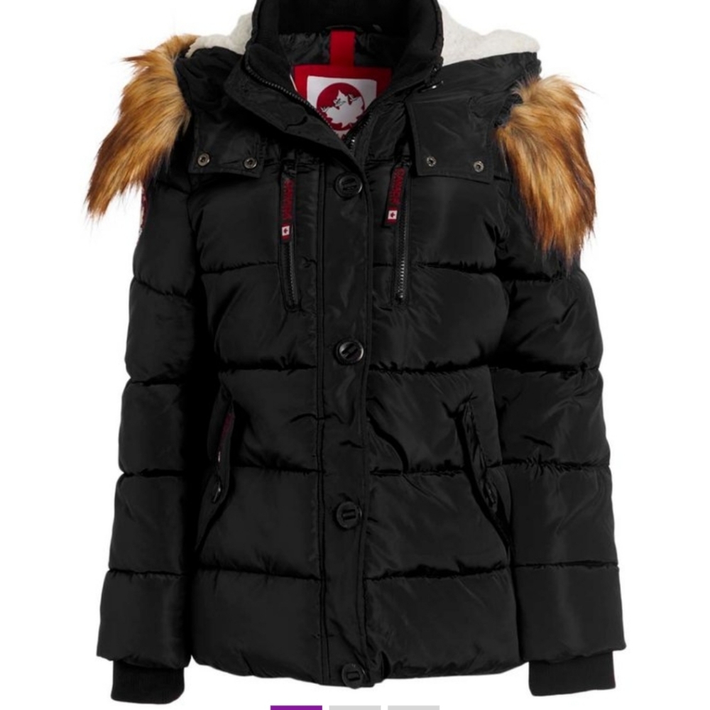CANADA 🇨🇦WEATHER GEAR Black Sherpa Lined Puffer jacket winter clothes coat